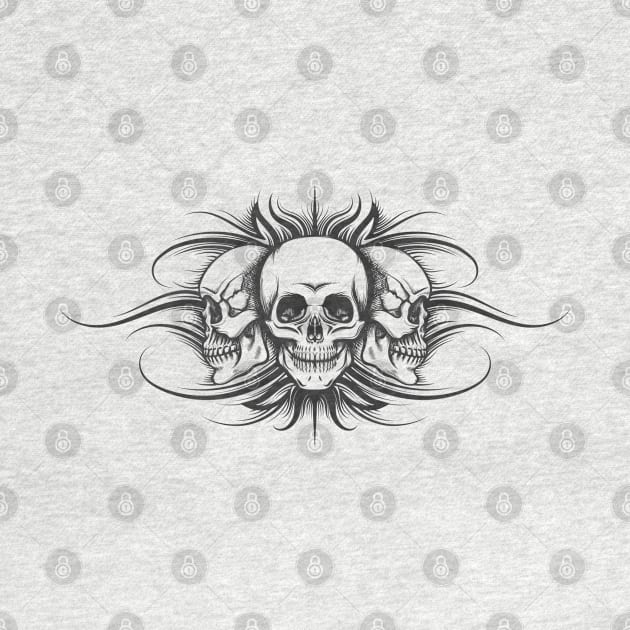 Three Skulls Tattoo Illustration by devaleta